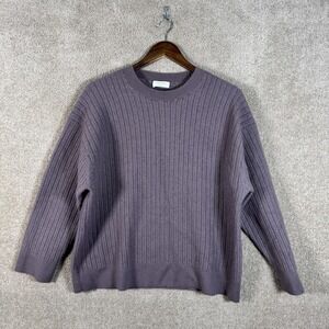 Aritzia The Group Sweater Womens Large Purple 100% Wool Ribbed Knit Pullover